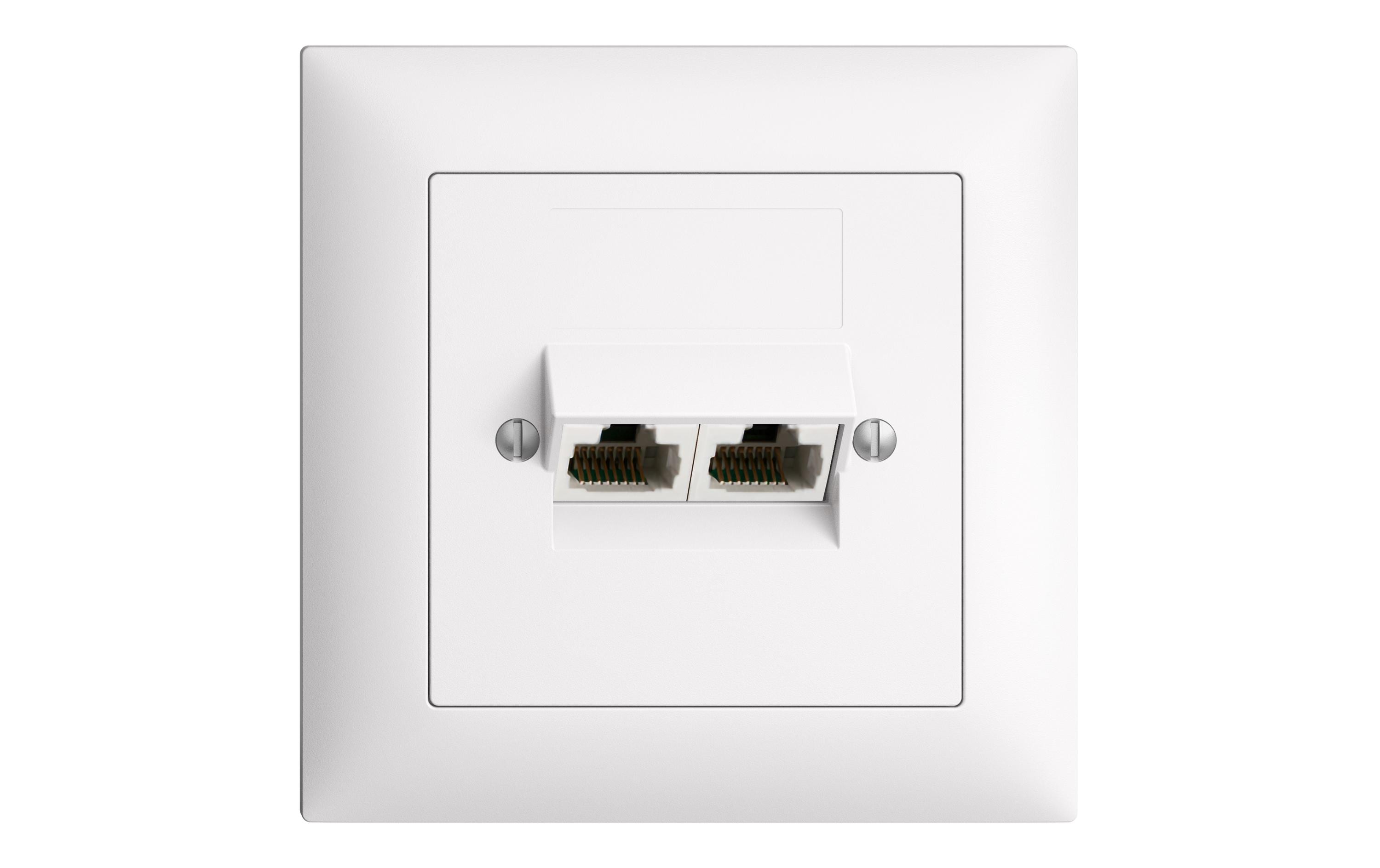 Telefondose UP 2x RJ45, ungeschirmtTelefonanschlussdose Weiss