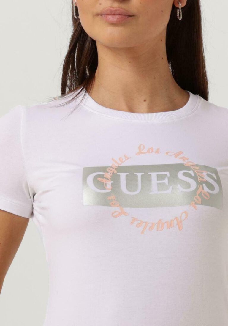 GUESS witte guess t-shirt ss cn round logo tee
