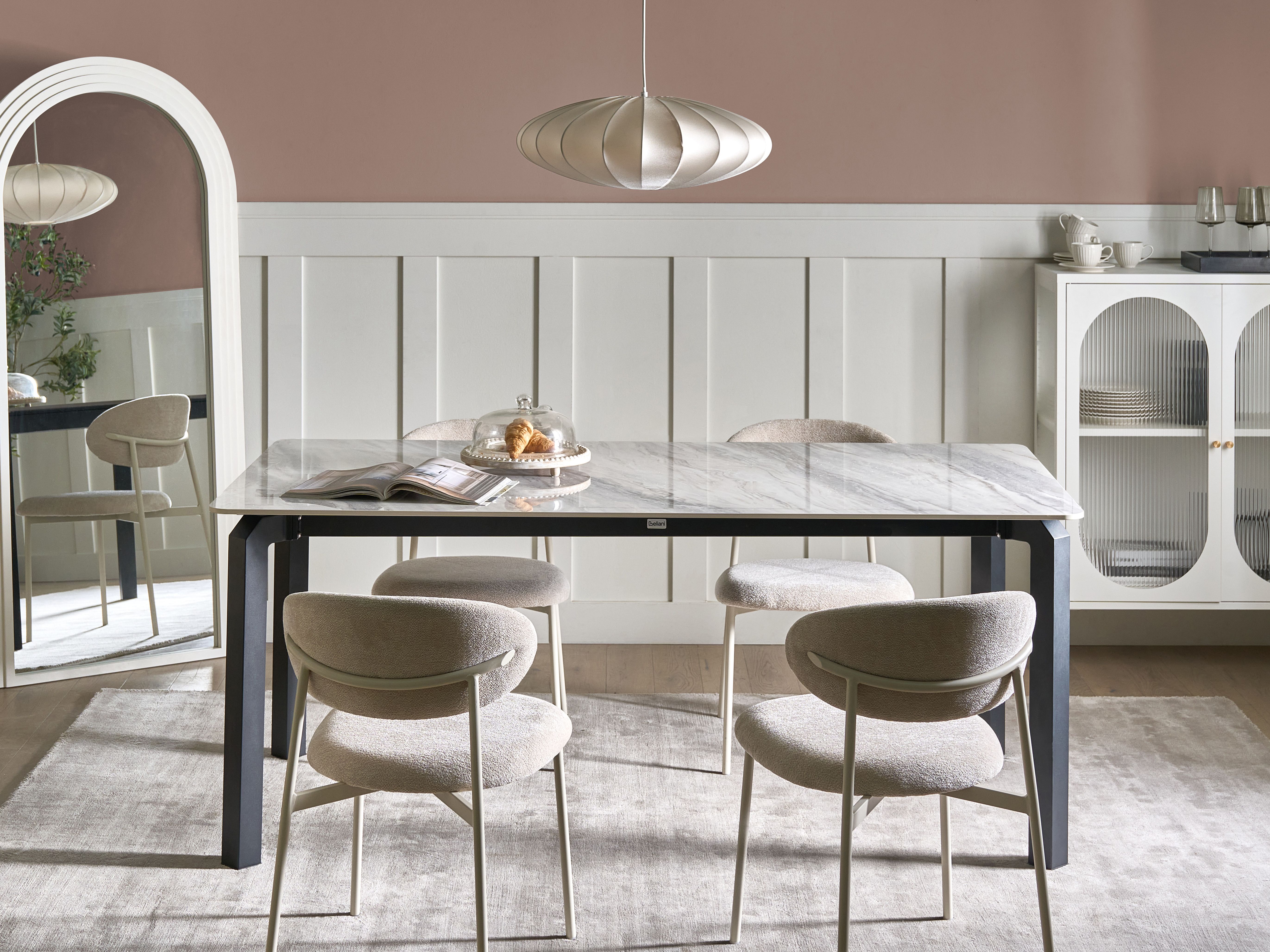 Tuin eettafel FELETTO 180 cm 90 cm Steen Grijs marmer