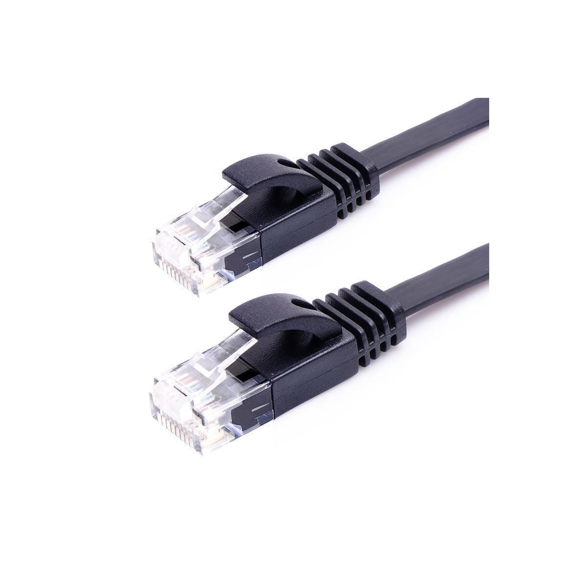 NÖRDIC CAT6 U / UTP Flat Network Cable 3M 250MHz Båndbredde og 10Gbps Overføringshastighet Svart