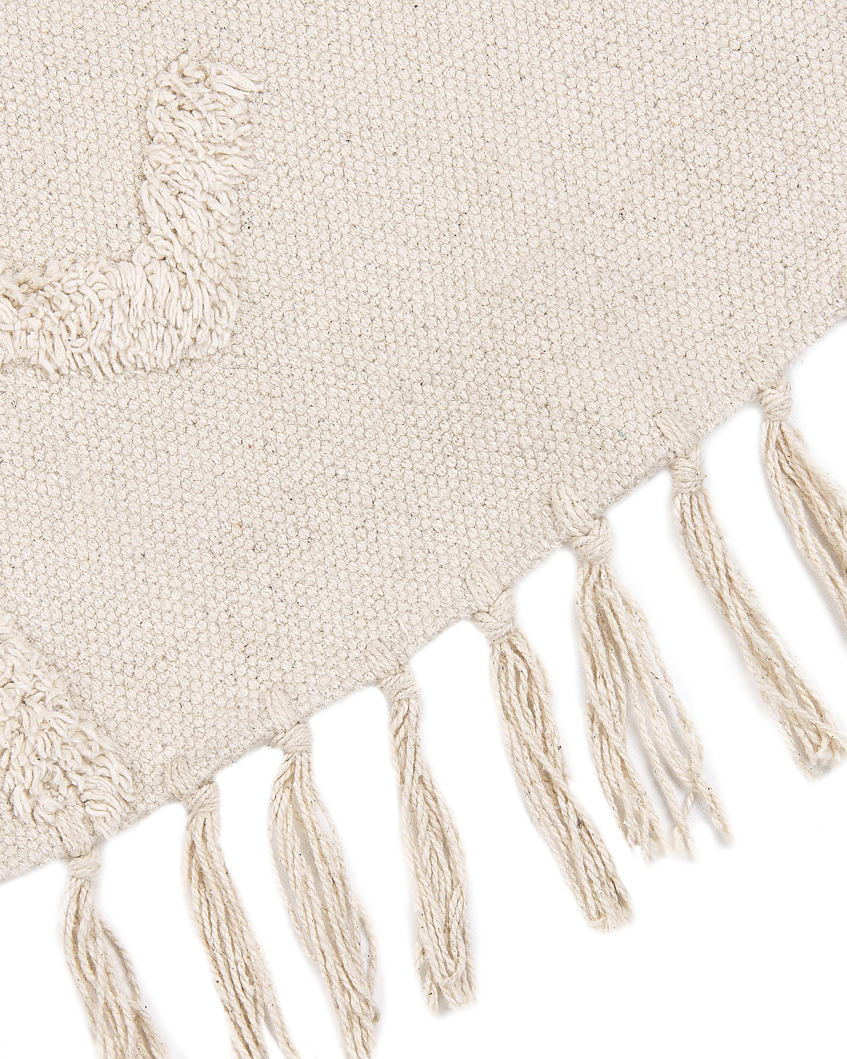 Vloerkleed HARRAN Lichtbeige ø 140 cm Katoen