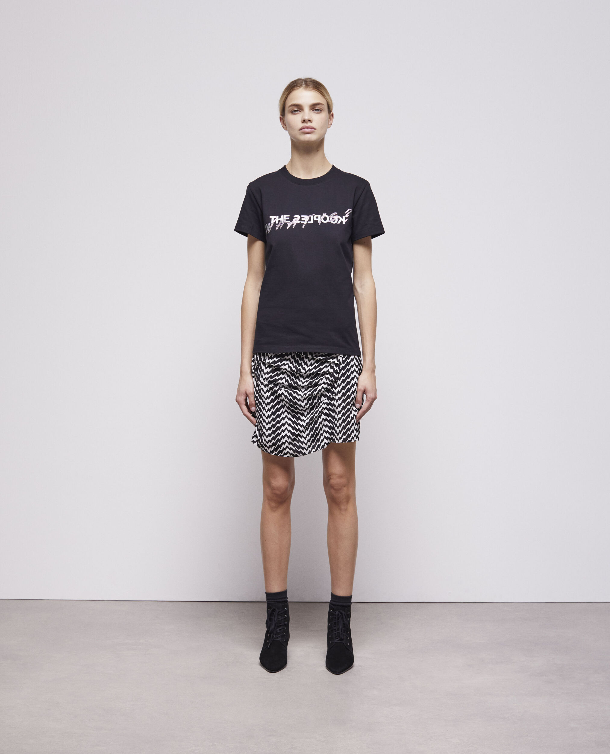 T-shirt à strass What is noir