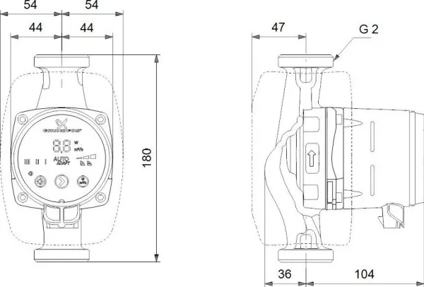 GRUNDFOS ALPHA2 32-60 180 1x230V 50Hz 6H Ny 2018 model