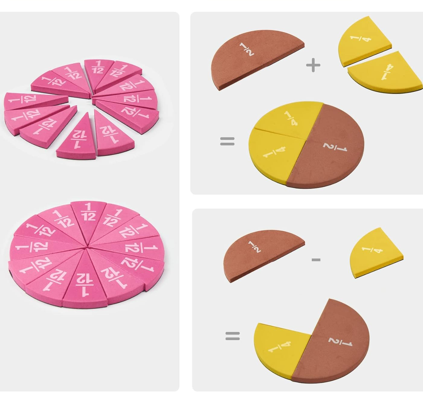 (9er Set) Magnetisches Mathematik Spielzeug Bruchrechnen Pädagogisches Montessori Zahlen Lernspiel - Bunt