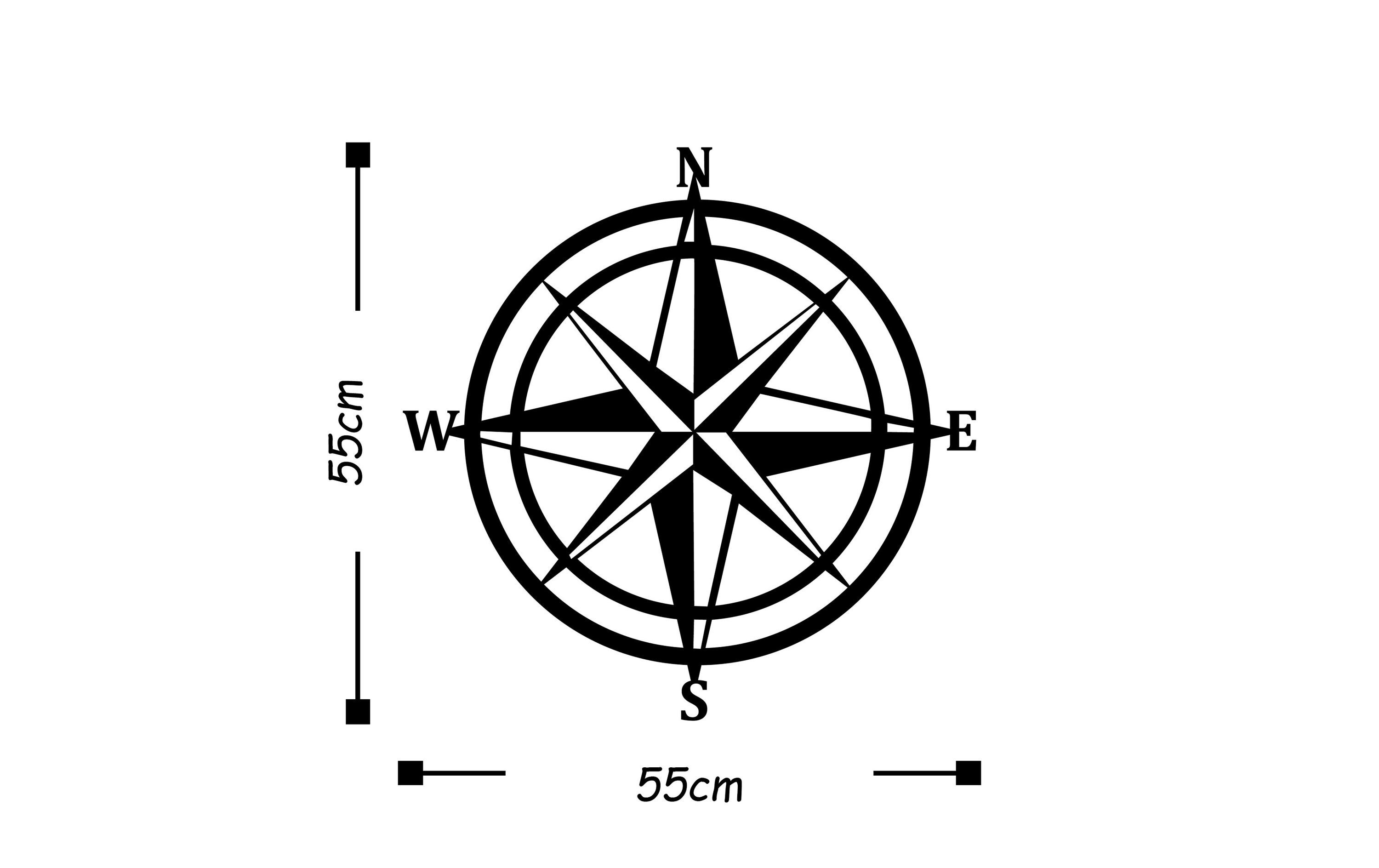 Wanddekoration Kompass 55 x 55 cmMetall-Wand-Accessoire