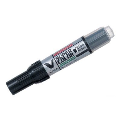 Pilot V SUPER COLOR - Marqueur permanent rechargeable - pointe biseau - noir