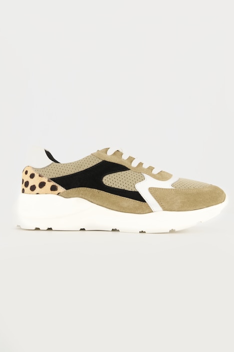 Leder-Sneaker, Colormix, Fersen-Print, Weite H