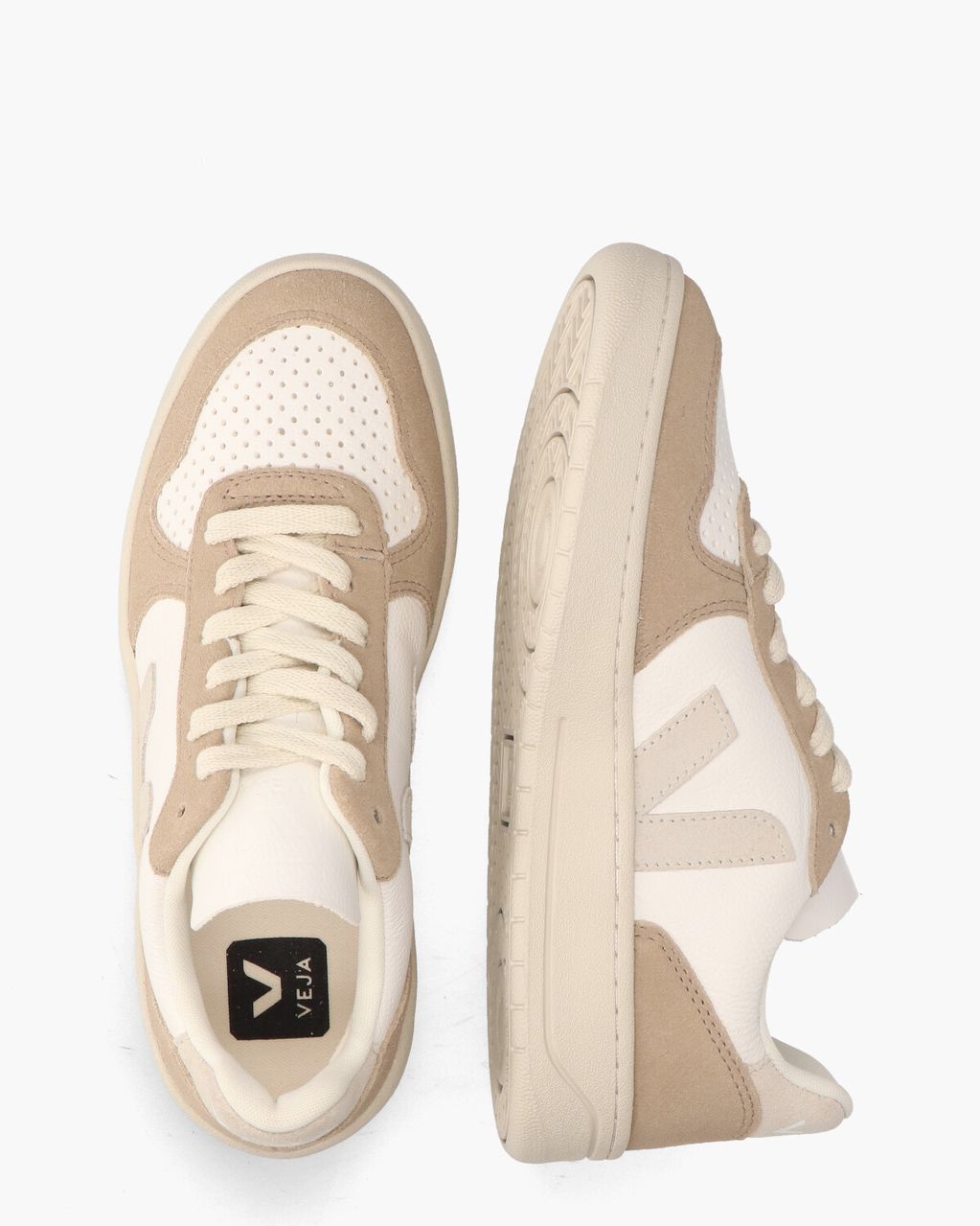 Veja V-10 Chromefree Leather Wit/Bruin/Beige Damessneakers