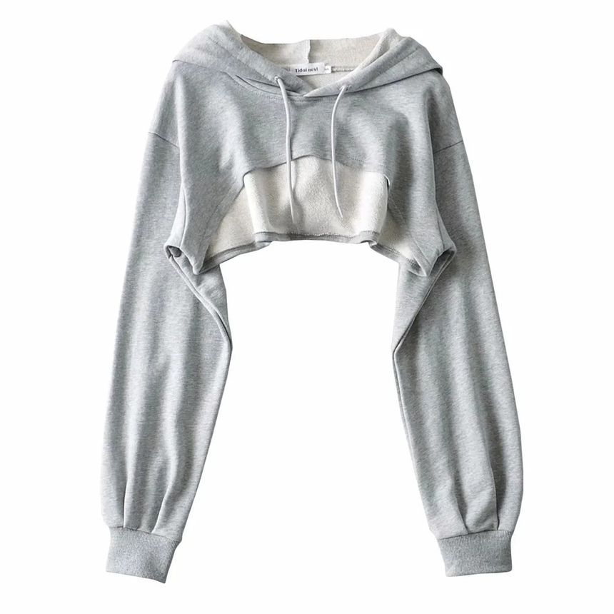 Reknovine - Lange mouwen effen cropped hoodie