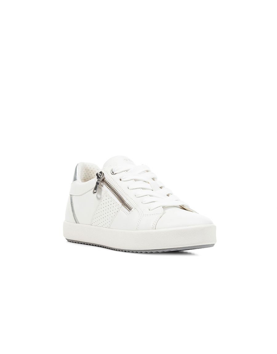 Baskets blanc zip latéral