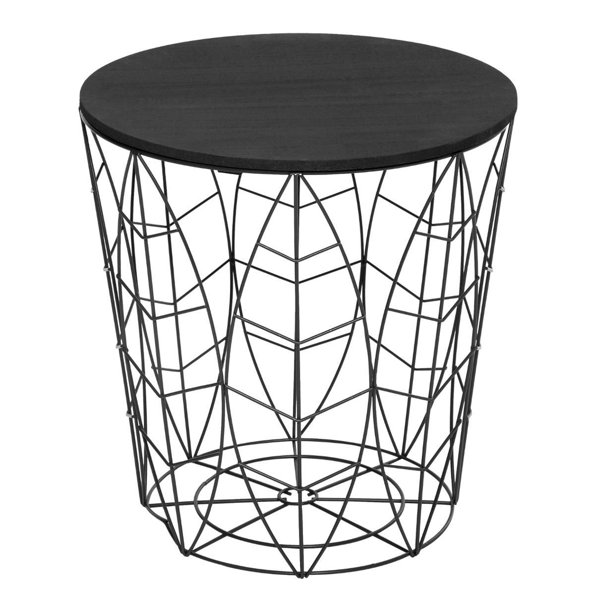 TABLE CAFE METAL FEUILLE KUMI NOIR