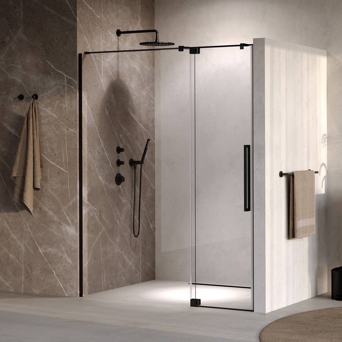 Brauer Stellar nisdeur met vaste wand 148.5-160cm zwart mat