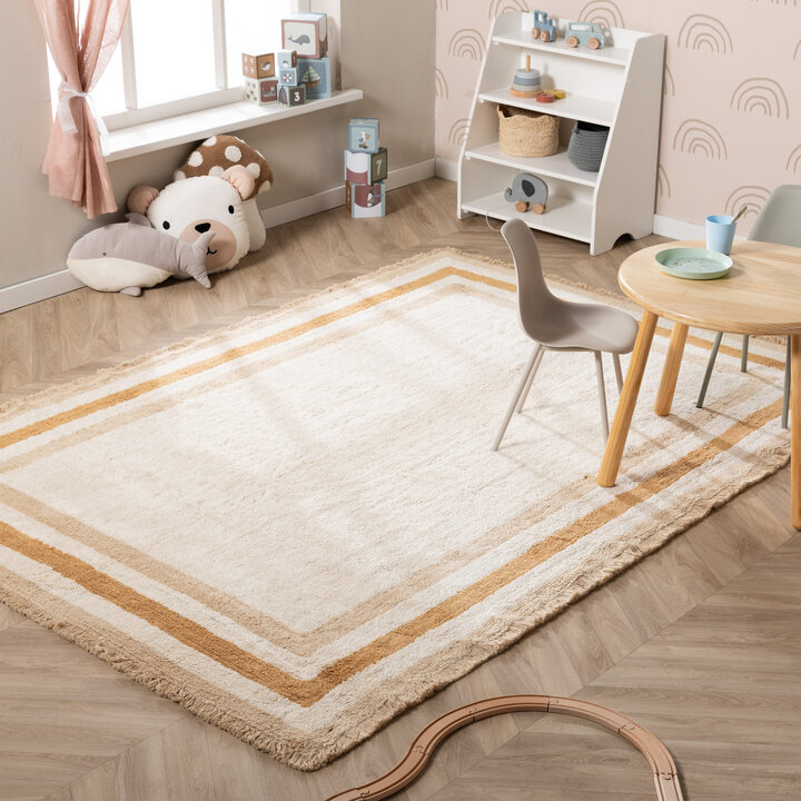 Wasbaar kindervloerkleed - Milo Beige | 100% katoen