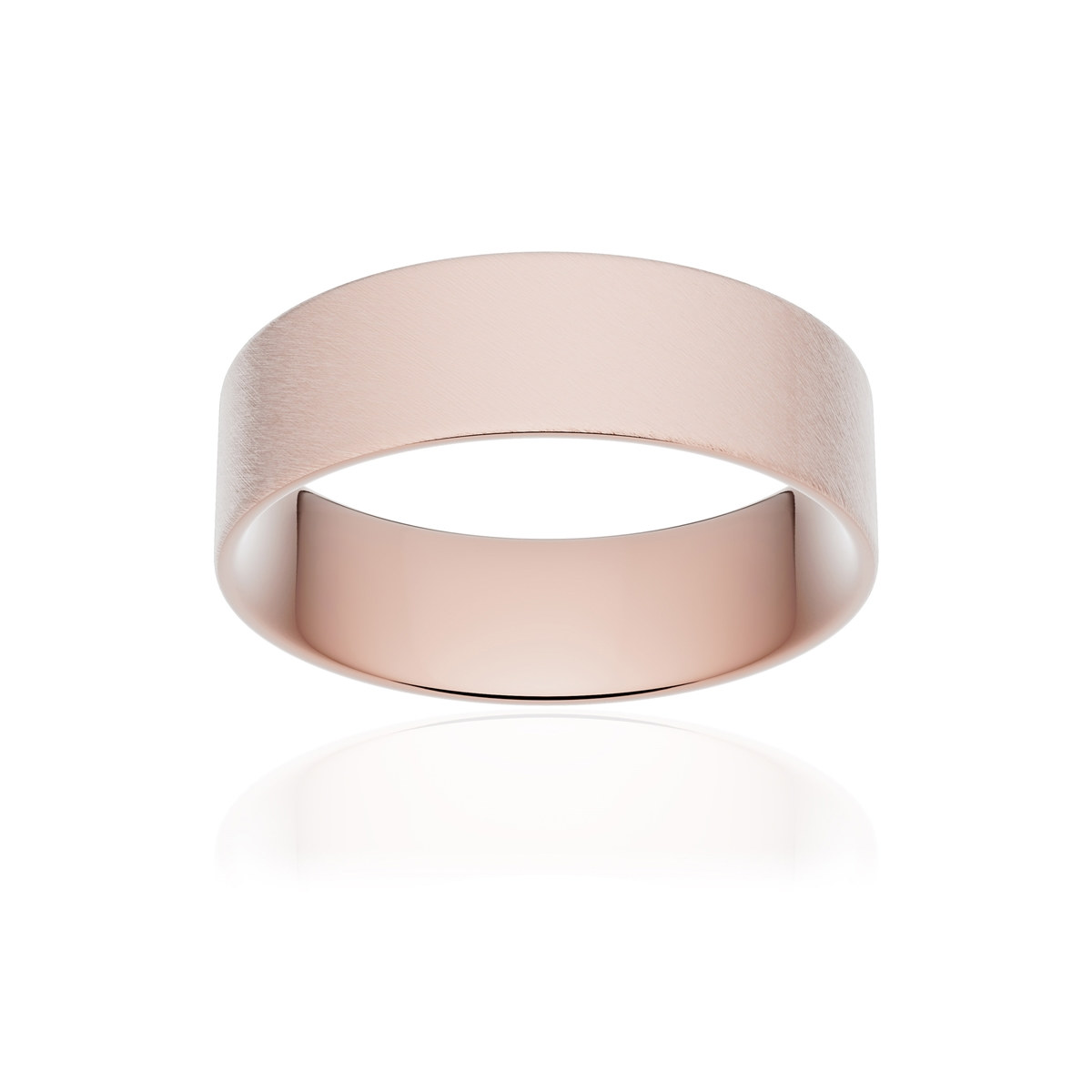 Alliance or 750 rose givré ruban plat confort 6mm