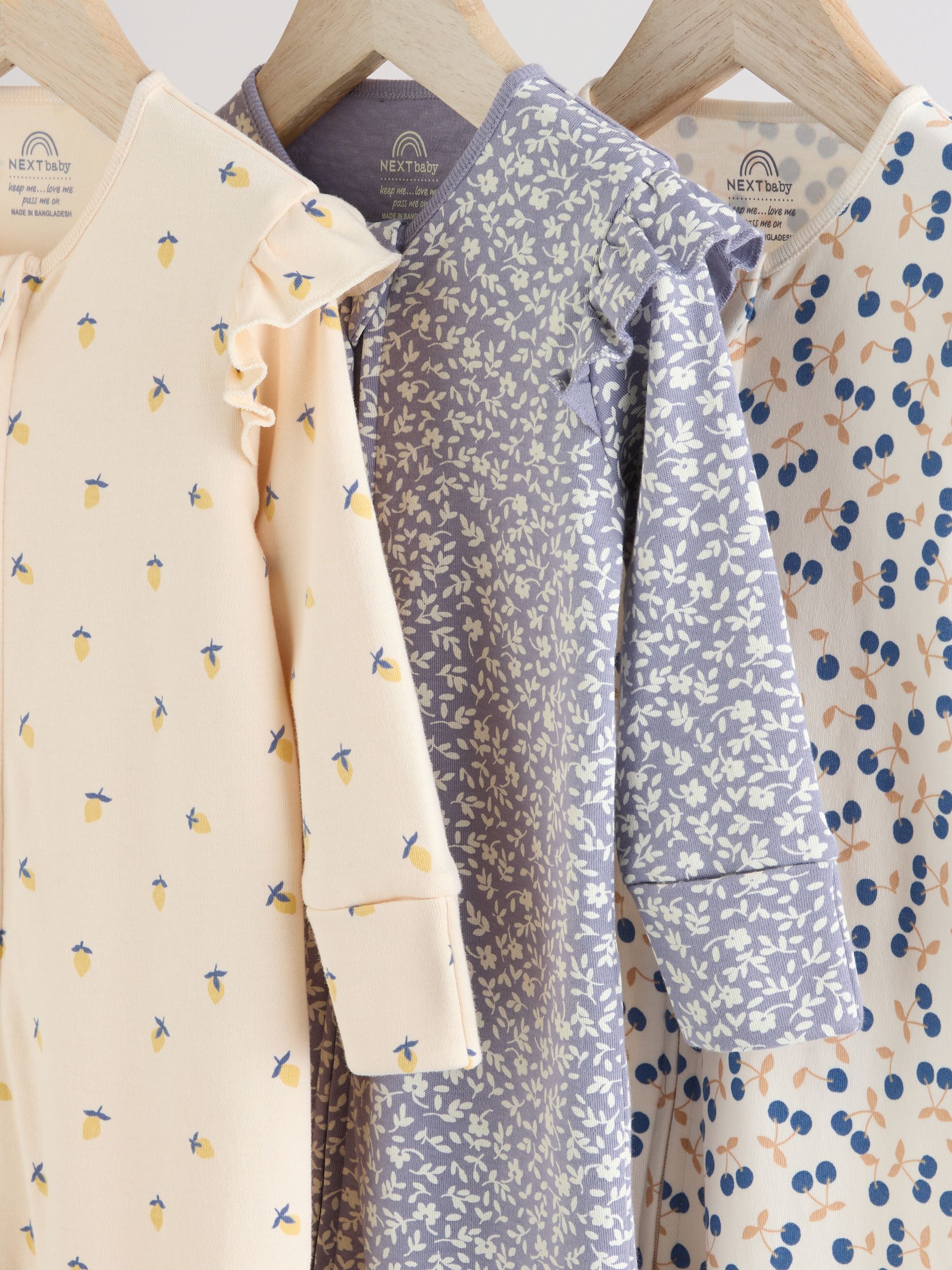 Blauw met kersen - Verpakking van 3 babypyjama's met tweewegrits (0-2jr)