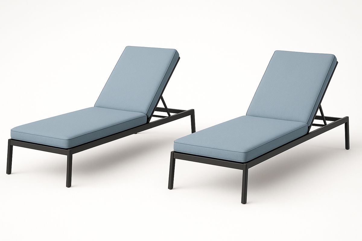 2er Set Sonnenliege Aluminium Blau mit Verstellbarer Rückenlehne