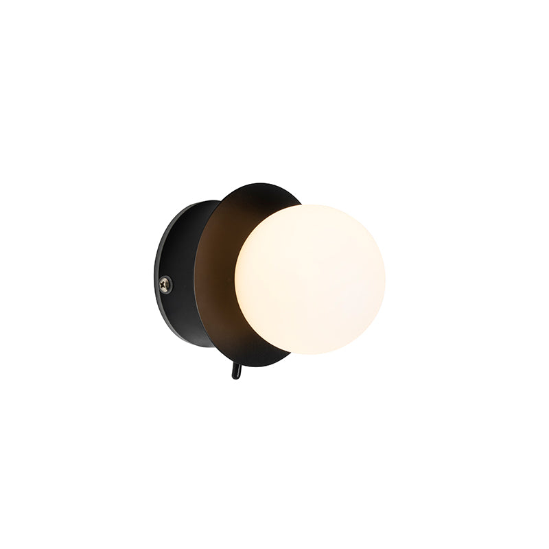 QAZQA Wandlamp zwart IP44 met schakelaar - Cederic