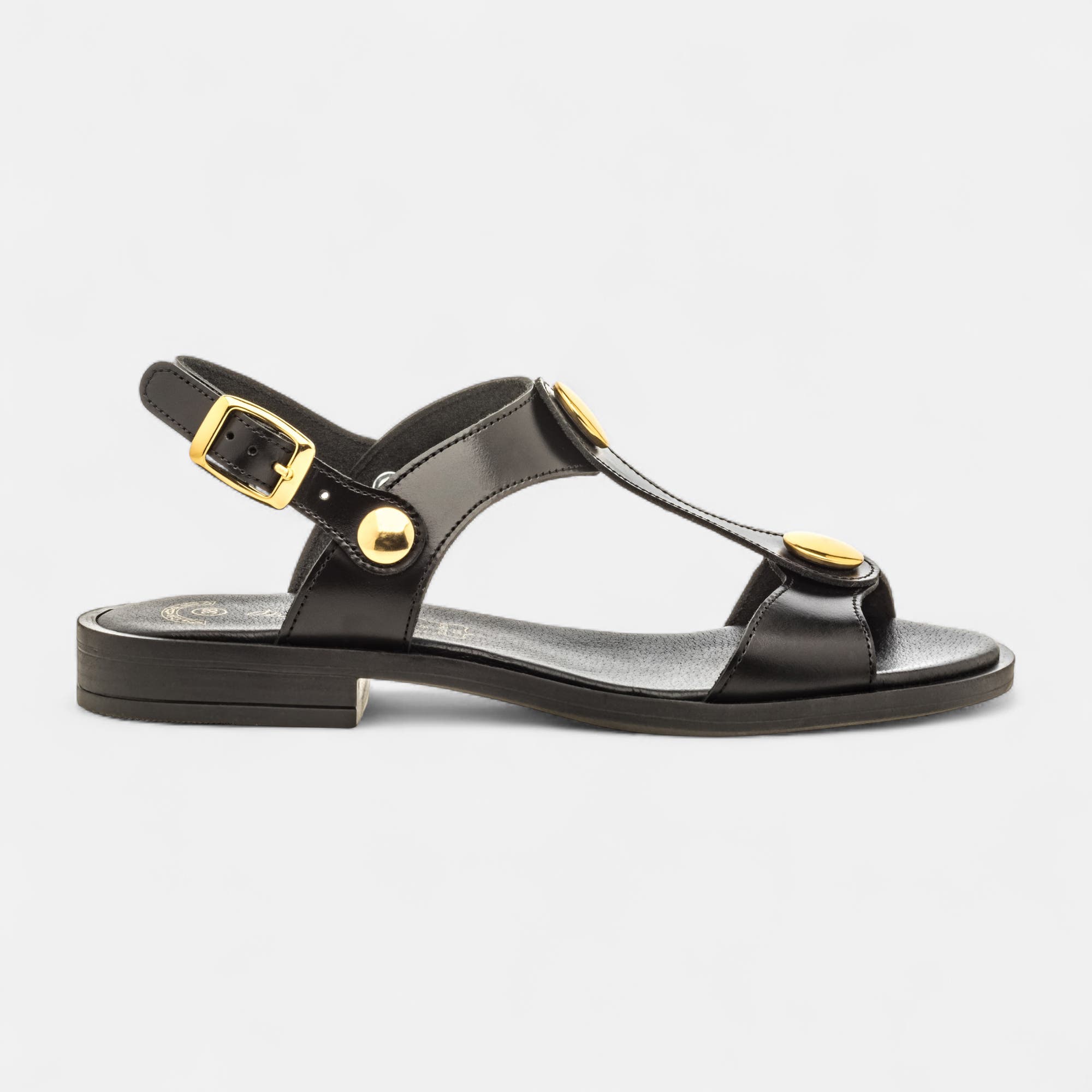 Nu-pieds Femme en cuir noir