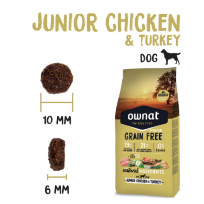 Ownat Prime Grain Free Junior pour chiot - Sans céréales au poulet