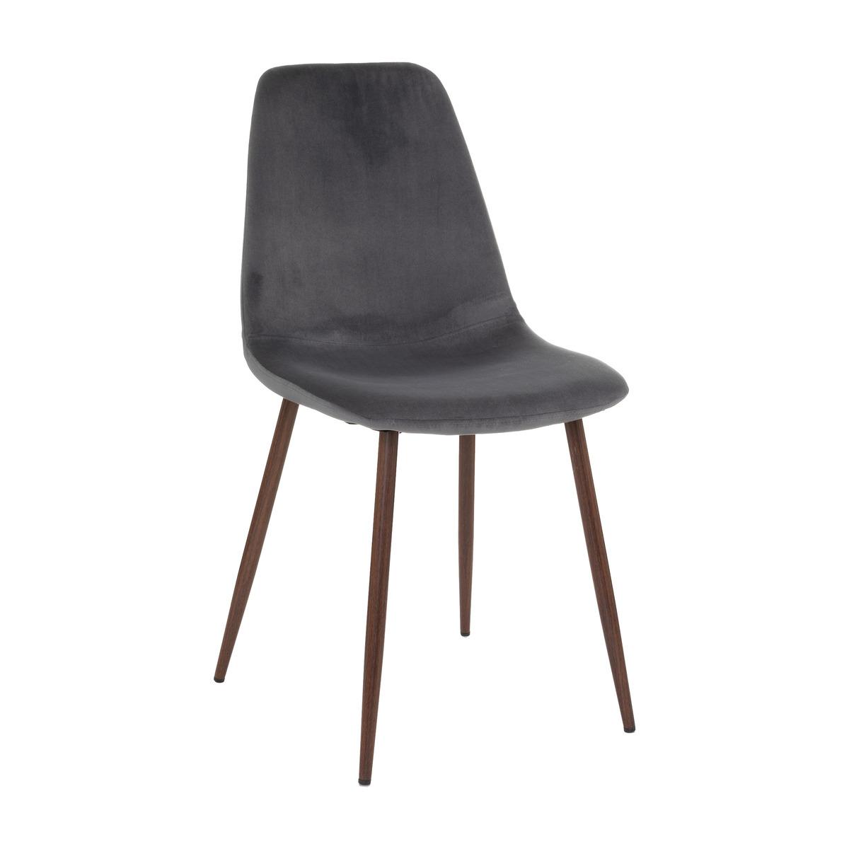 CHAISE VELOURS IMITATION NOYER ROKA ARDOISE
