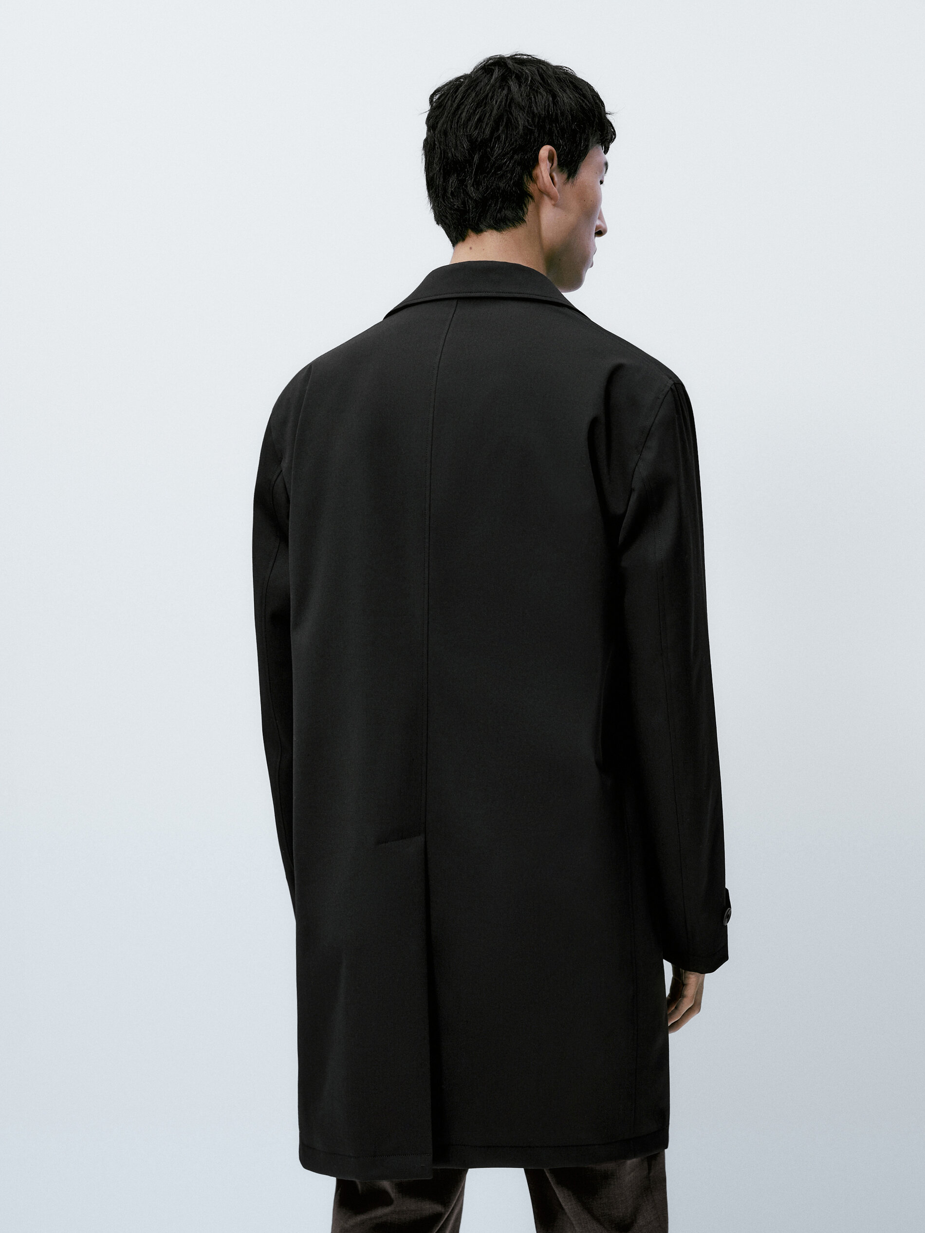Casaco trench coat Chaqueta em lã - PRETO
