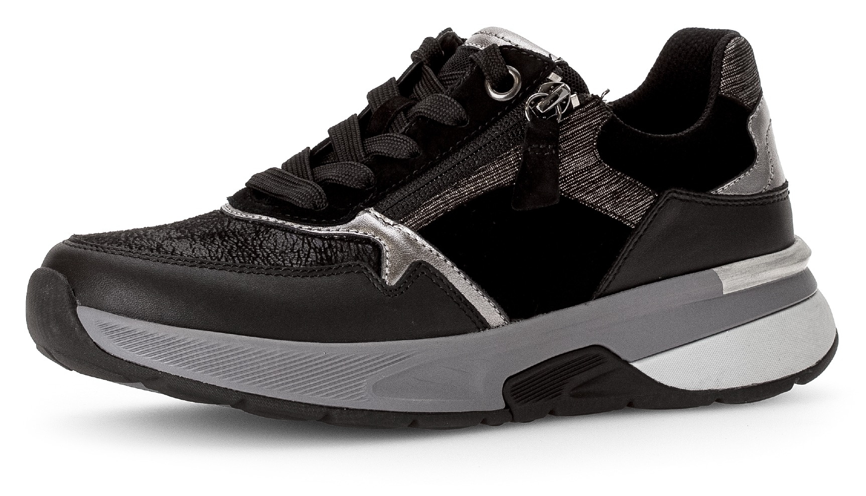 Gabor Rollingsoft Keilsneaker  , Keilabsatz, Freizeitschuh, Halbschuh, Schnürschuh,  Kontrastbesätze