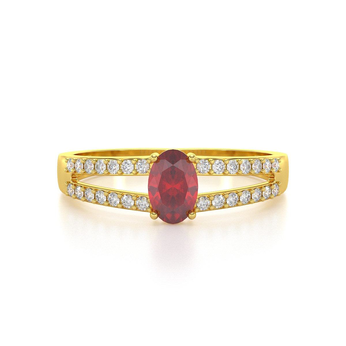 Bague ADEN Or 585 Jaune Rubis et diamants 2.102grs