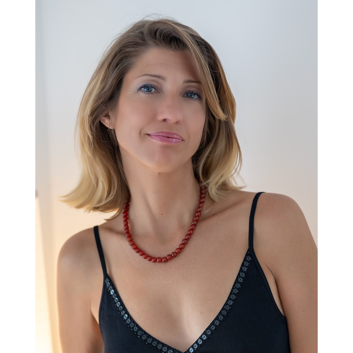 Collier acier inoxydable pierre naturelle cornaline longueur réglable 40cm + 5cm