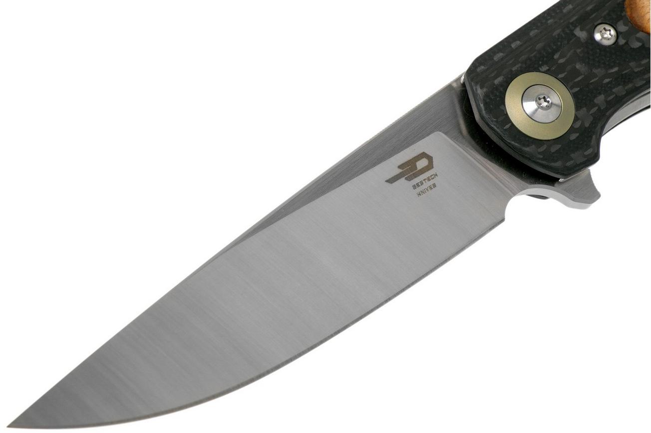 Bestech Ascot G10 & Carbonfiber met wortelhout BG19C Satin zakmes
