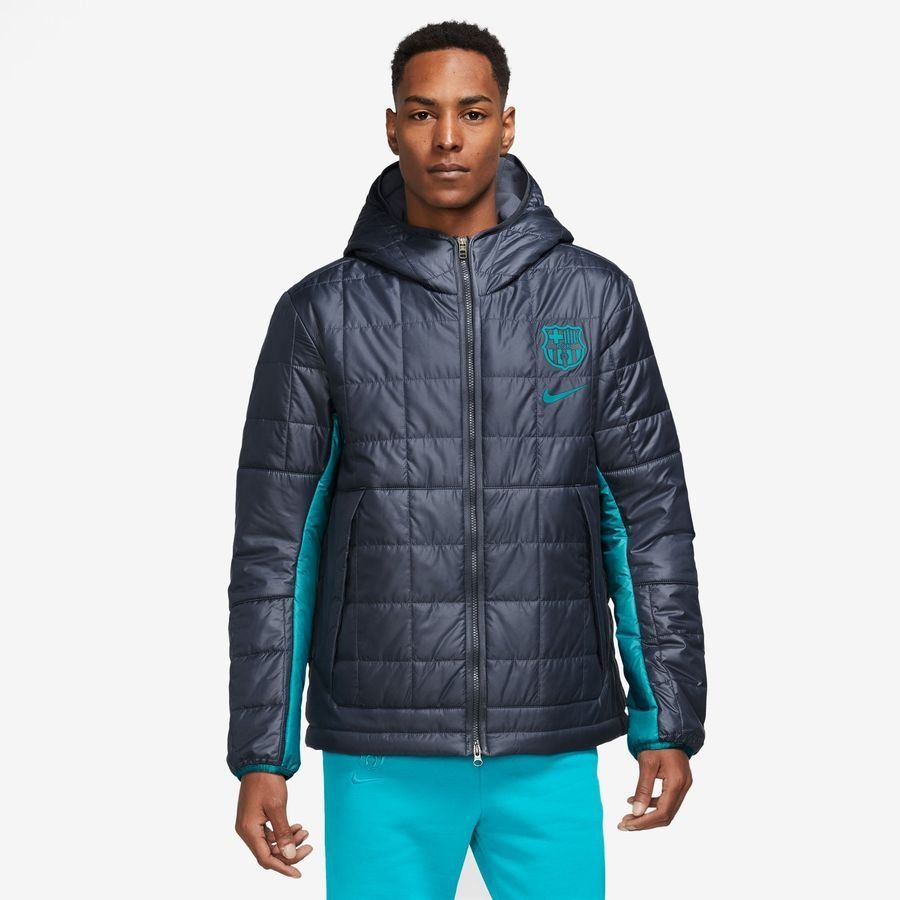 FC Barcelone Manteau d'Hiver NSW Fleece synthetic-fill - Bleu Marine/Turquoise