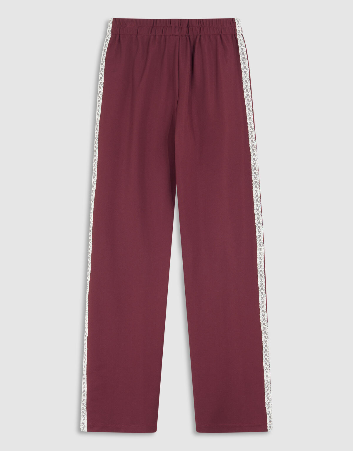 Sporty Wide Leg Broek Donkerrood