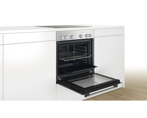 Bosch ovenset met glaskeramische kookplaat en roestvrijstalen frame HND211AR62, bruikbaar volume 71 l