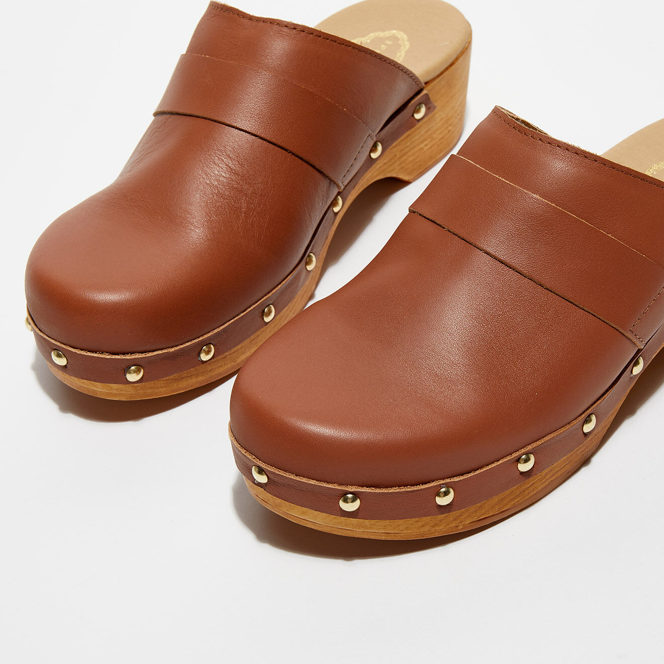 Apologie Studio Sabots en Cuir Sofia camel - Talon 5 cm