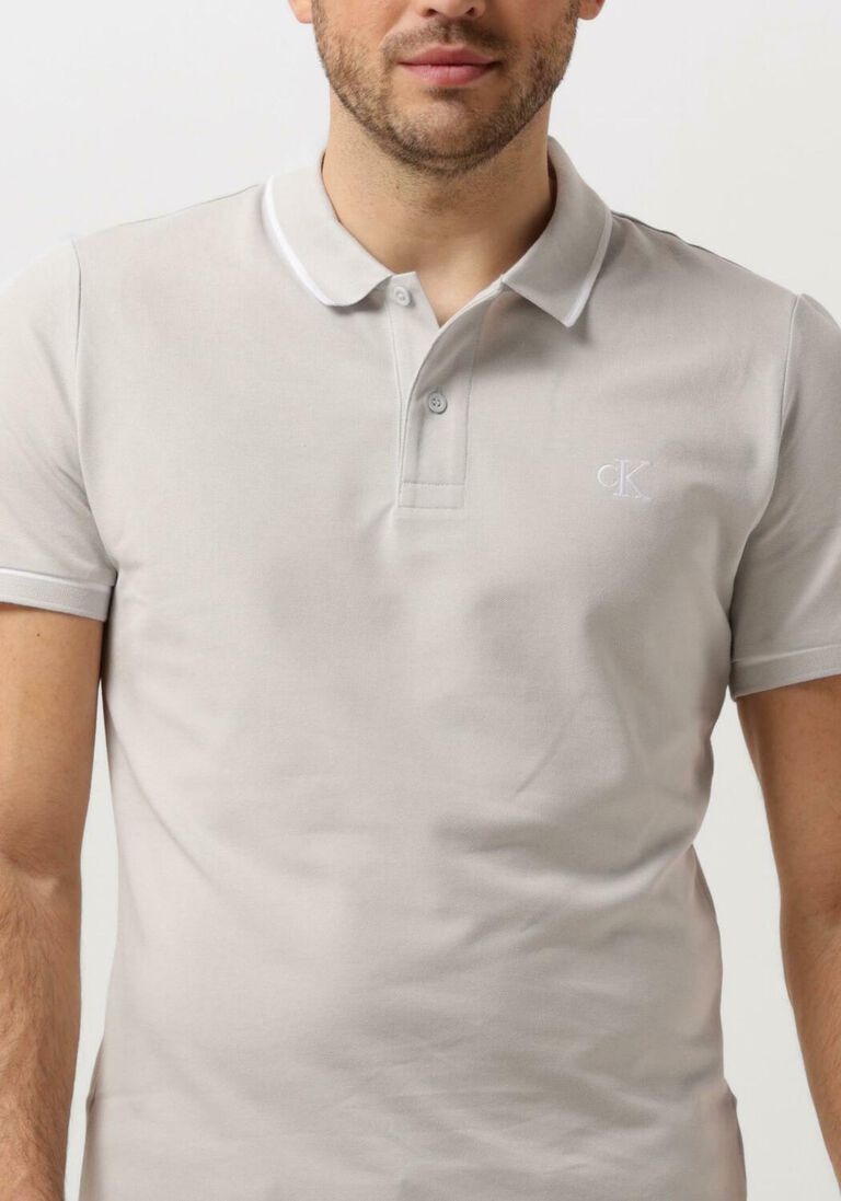 CALVIN KLEIN lichtgrijze calvin klein polo tipping slim polo
