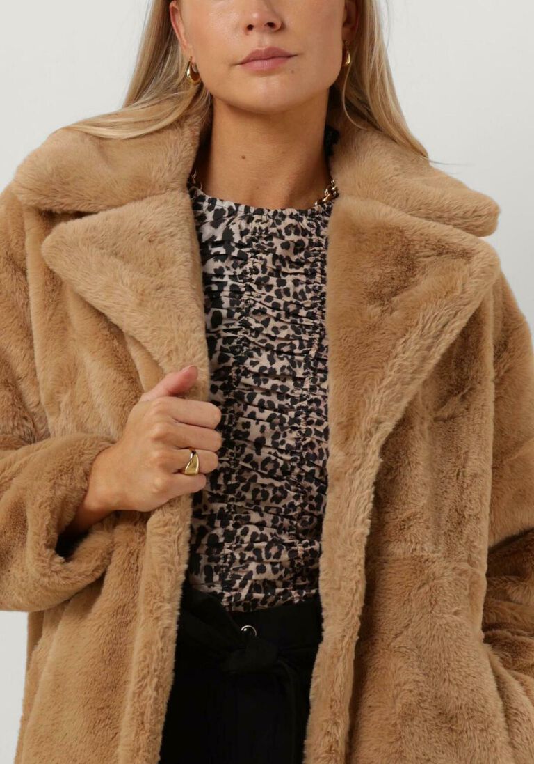 NOTRE-V taupe notre-v faux fur jas fur coat long