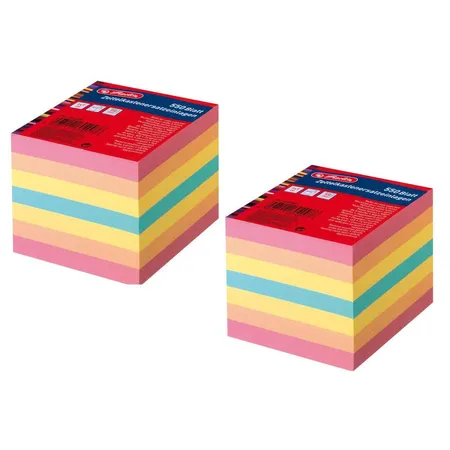 Herlitz Zettelbox Nachfüller mit je 550 Blatt farbige Notizblätter, 2 Stück