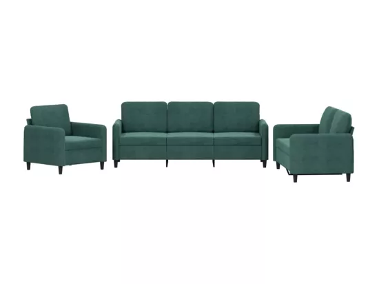Ensemble de canapés 3 pcs vert foncé velours