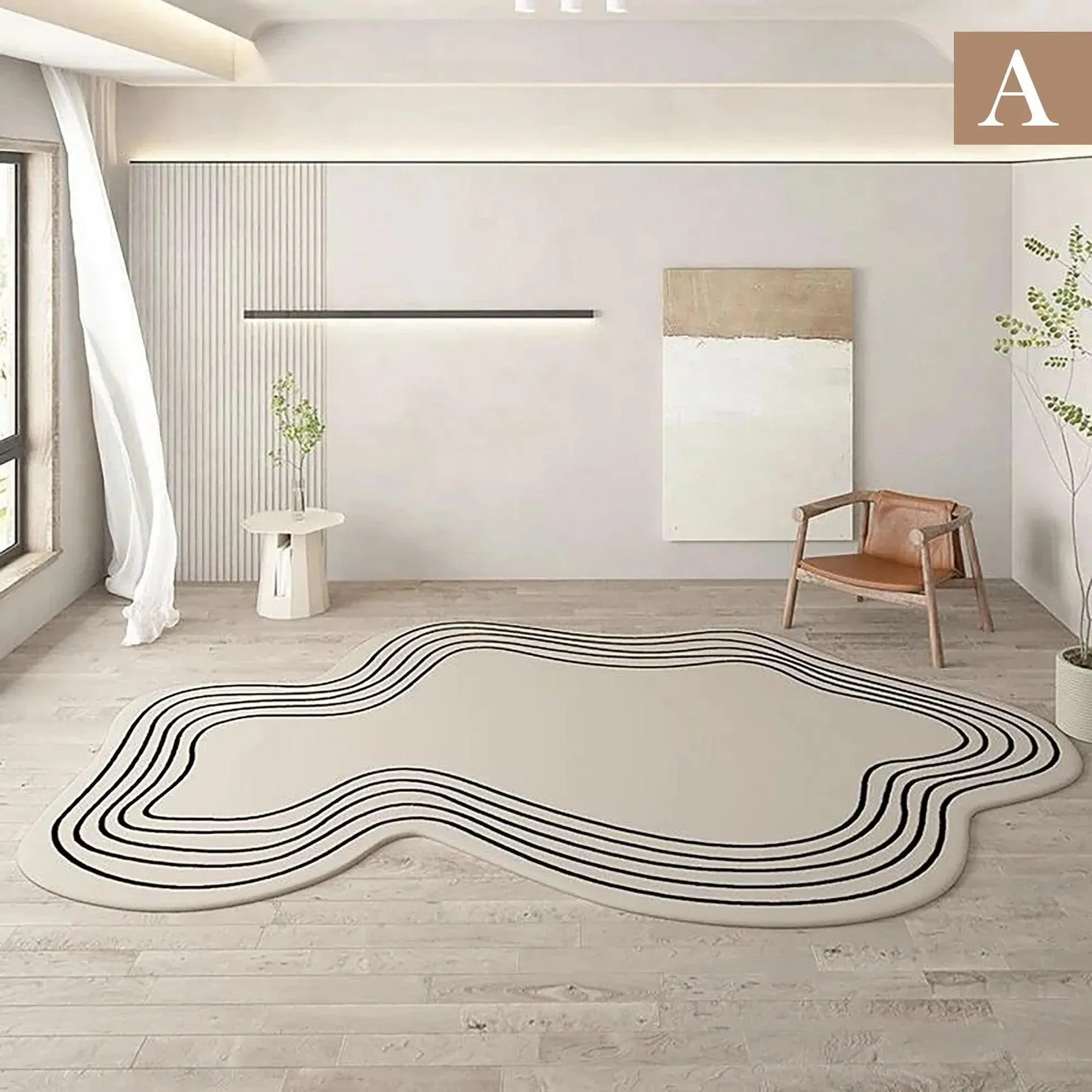 Minimal Line Irregular Carpet | Modern thick Plush Soft Rug for living room