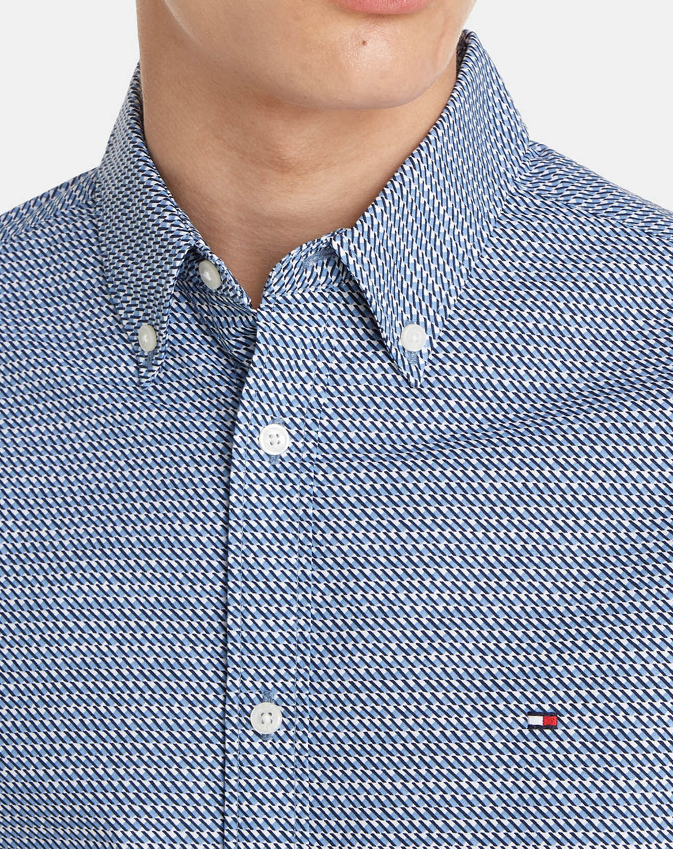 Tommy Hilfiger Chemise cintrée retro imprimé bleue