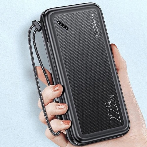 (20000mAh) Dual USB A / USB C / Micro USB Powerbank Power Delivery Ladegerät (20KCD16801) - Schwarz