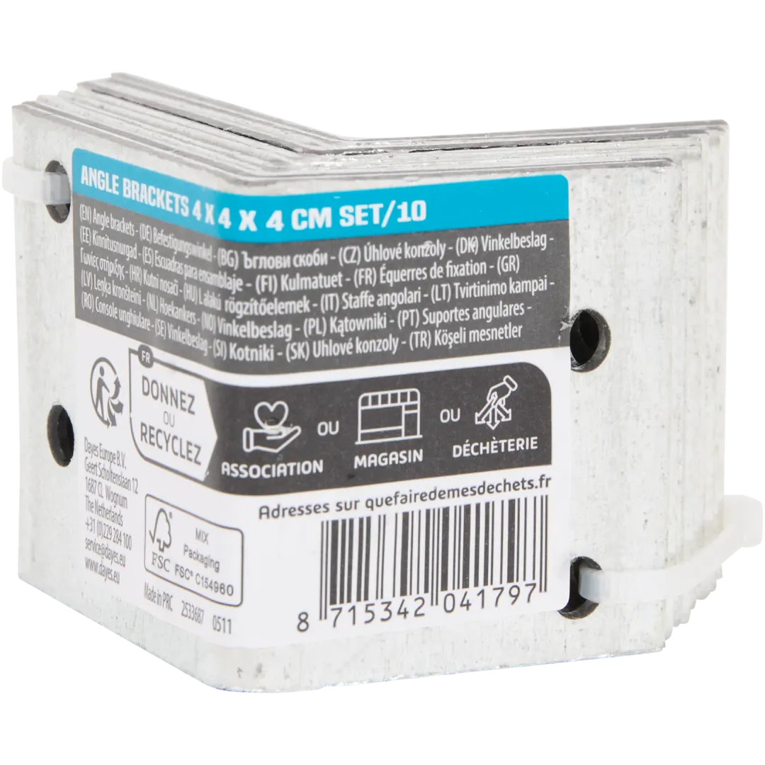 Verbindingshoeken 40 x 40 x 40 mm | 10 stuks