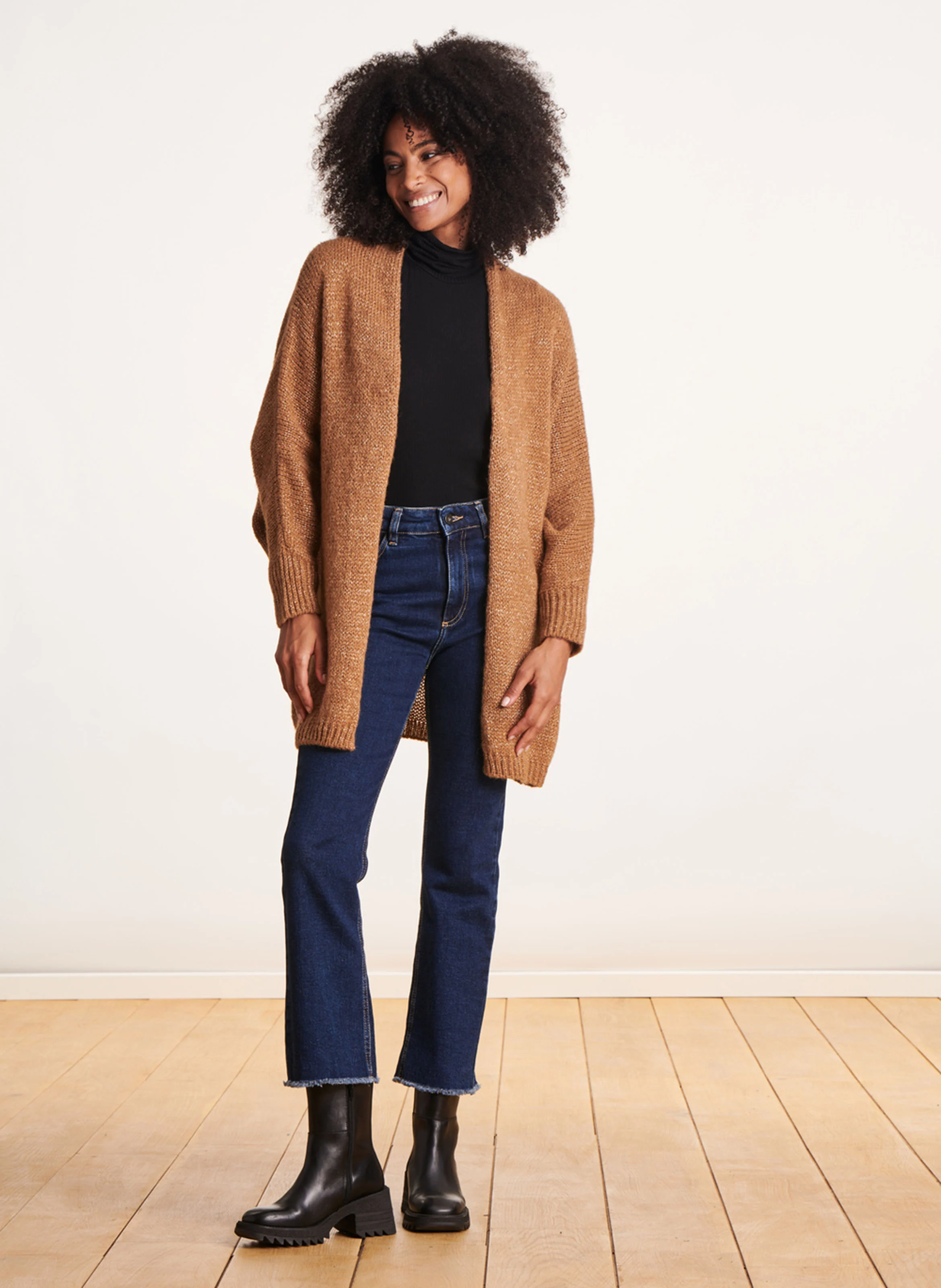 Gilet ample en maille | Marron
