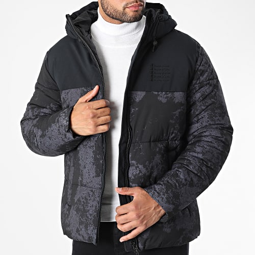 Doudoune Capuche 218085 Noir Gris Anthracite