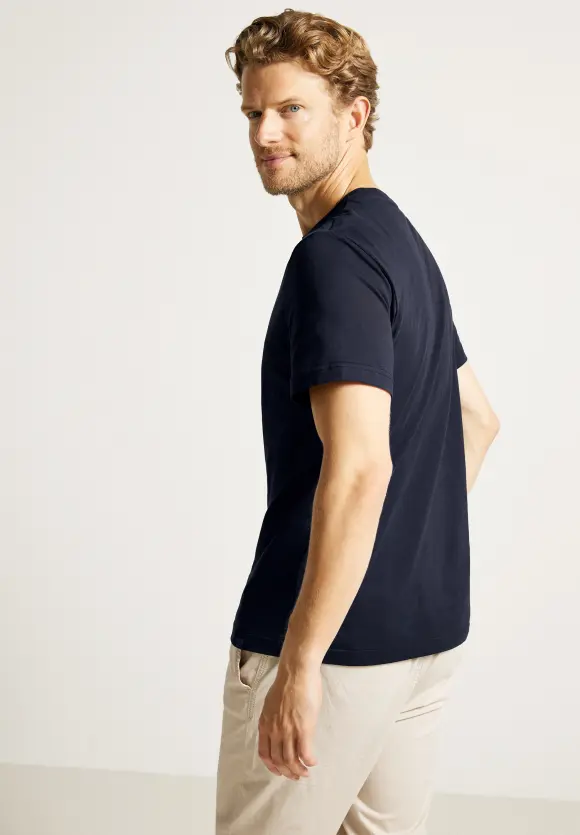 Basic T-Shirt in Unifarbe - nightshadow blue