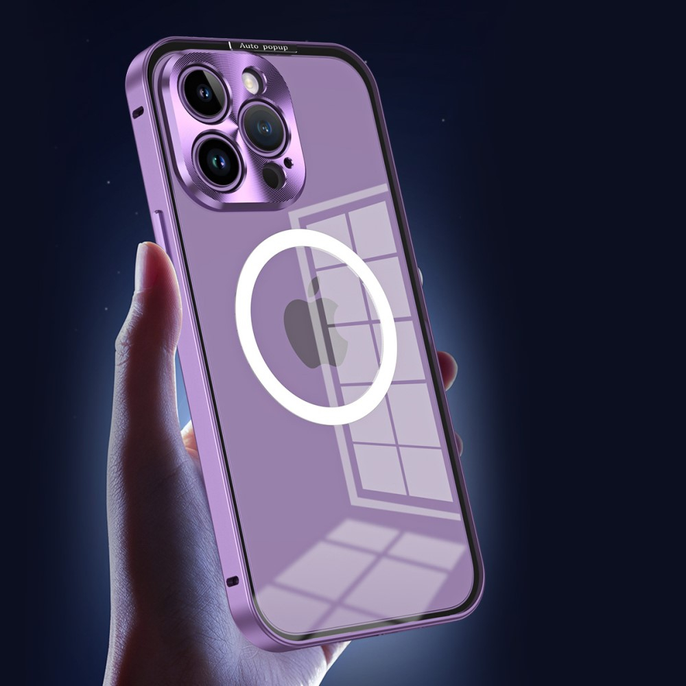 iPhone 14 Pro Max MagSafe Alu Schutzhülle mit Panzer Glas Backcover   Kameraschutz - Gold