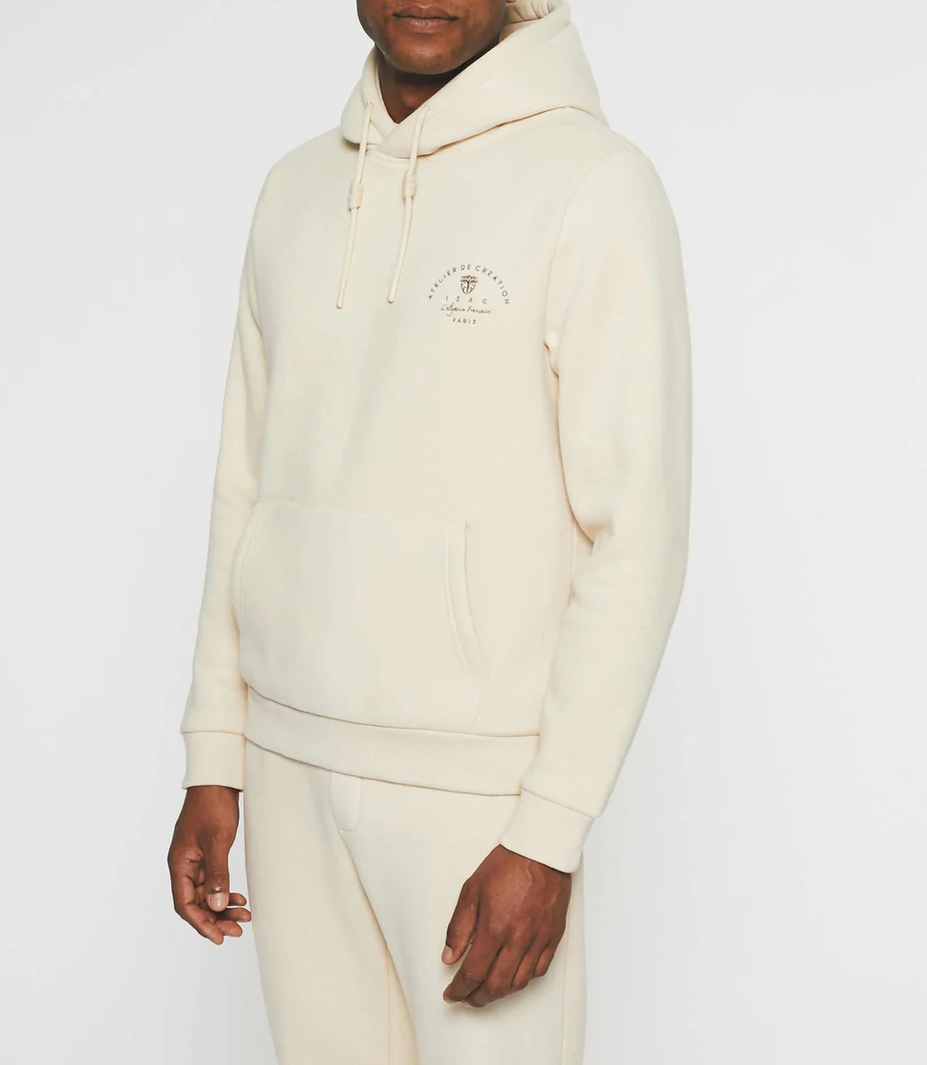 Sweat à capuche uni écru SWBAYA