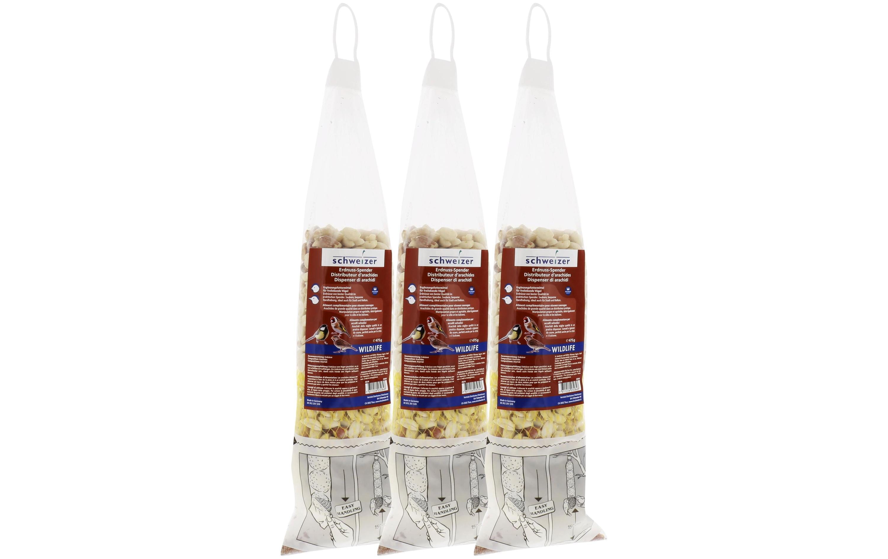 Wintervogelfutter Premium Erdnuss-Spender, 3 x 475 gPraktischer Erdnuss-Spender