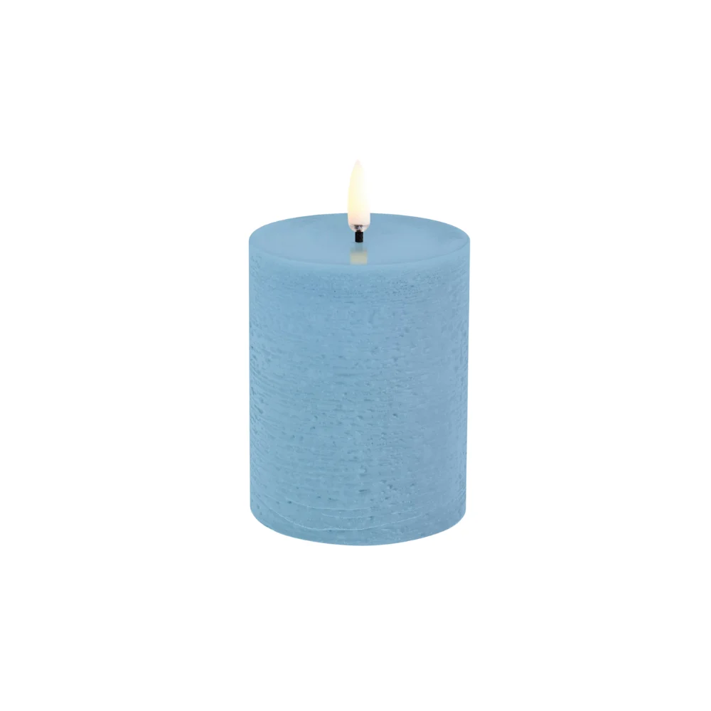 Uyuni  LED Rustic pillar lys, Sky Blue - H10 cm.