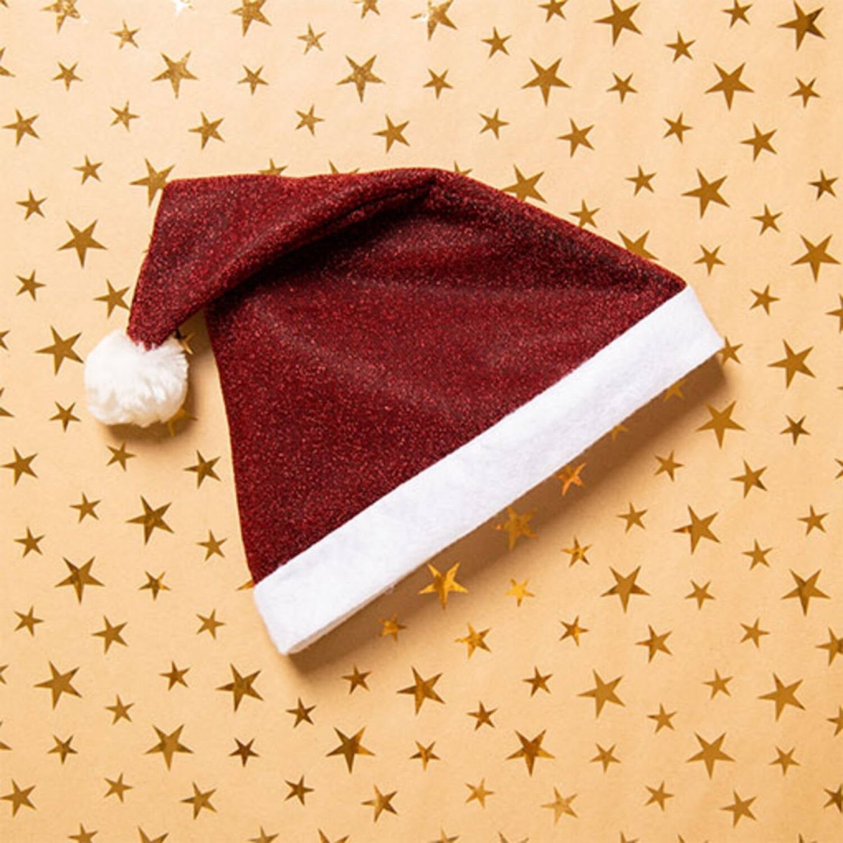 Kerstmuts Rood Glitter 58cm