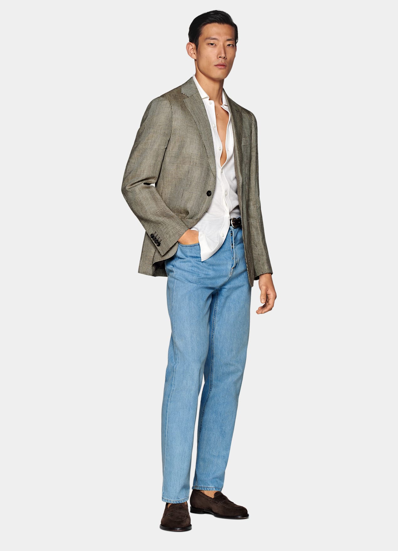 Blazer Havana coupe Tailored marron moyen à carreaux
